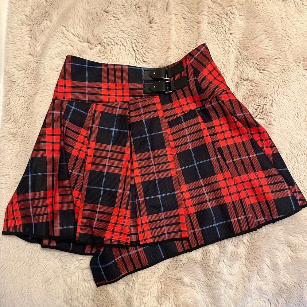 Victoria Beckham Plaid Pleated Skirt with Pockets